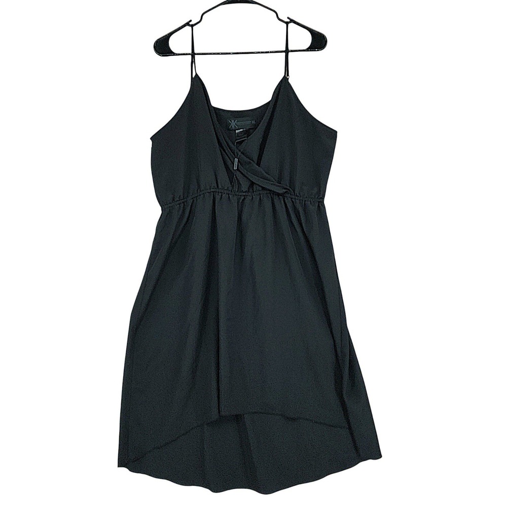 Kardashian Kollection Dress XL Black High Low Hem Surplice Cami LBD Minimal NEW
